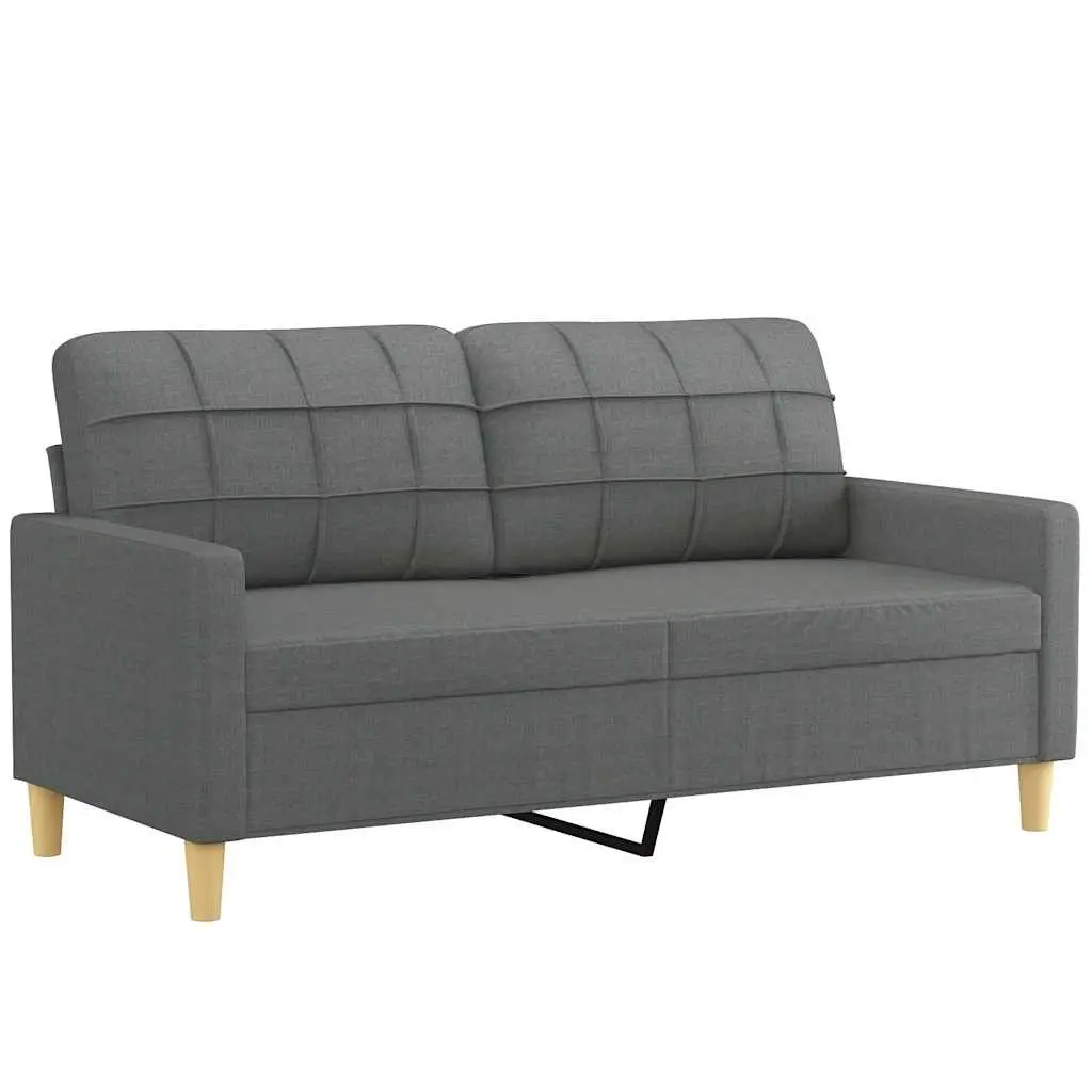 2-Seater Sofa Grey Fabric Modern Lounge Couch 140cm Wide
