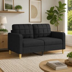 2-Seater Sofa Black 140cm Lounge Couch Living Room Furniture Fabric Settee