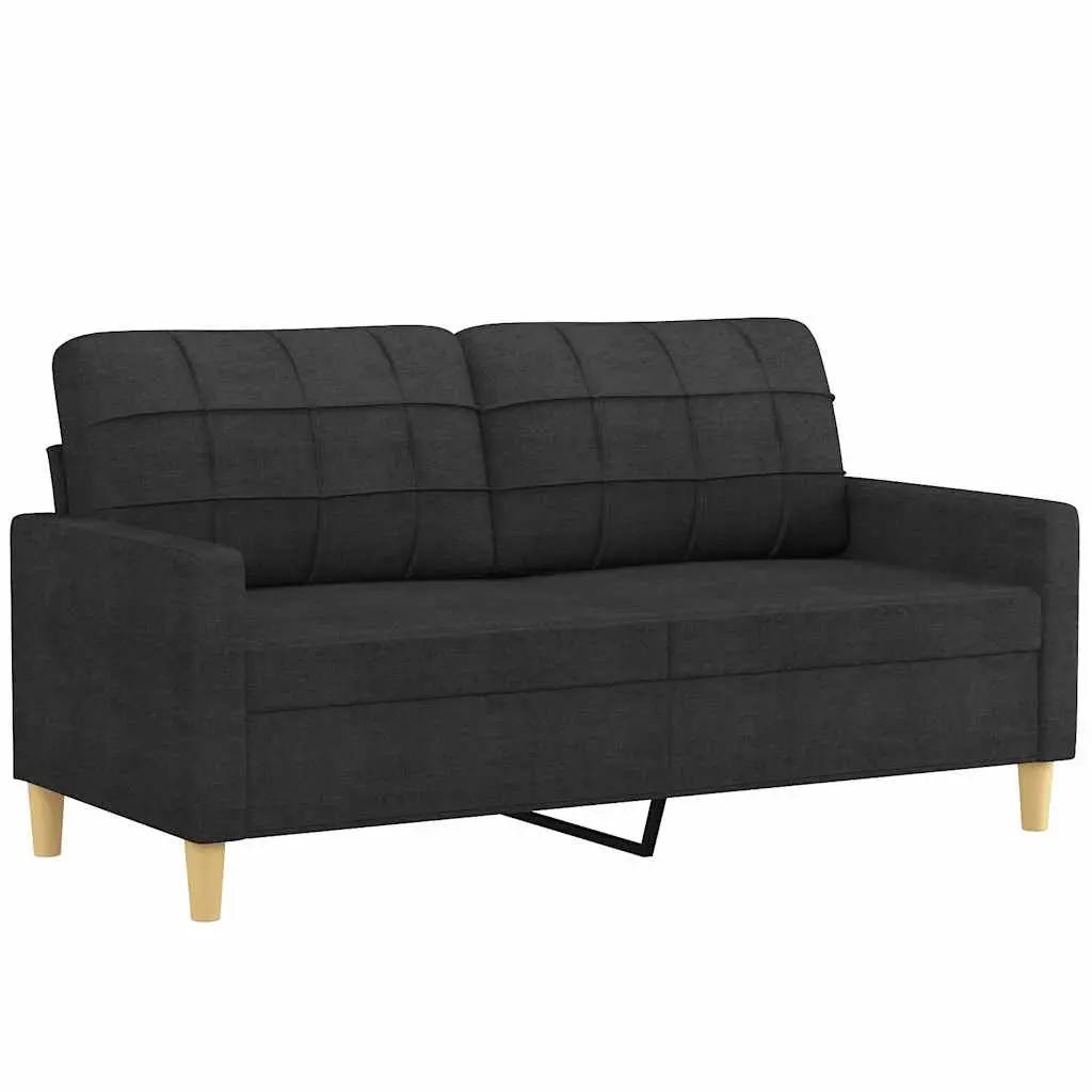 2-Seater Sofa Black 140cm Fabric Lounge Couch