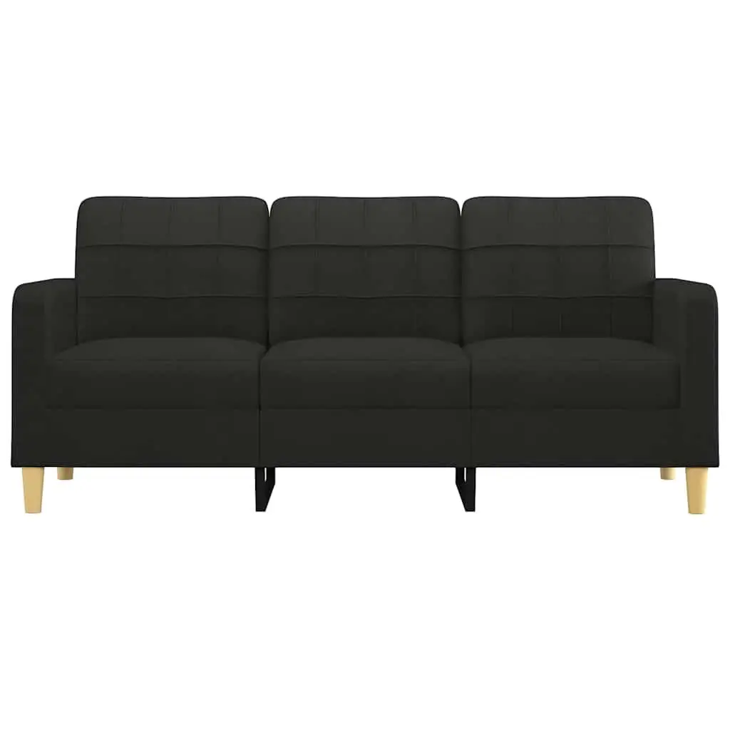 3-Seater Sofa Black Modern Fabric Lounge Furniture 180cm