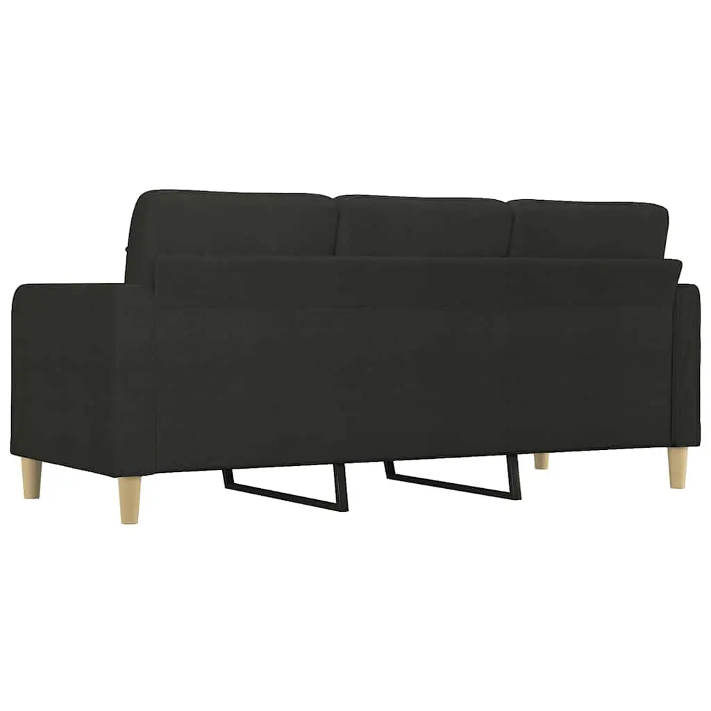 3-Seater Sofa Black Modern Fabric Lounge Furniture 180cm