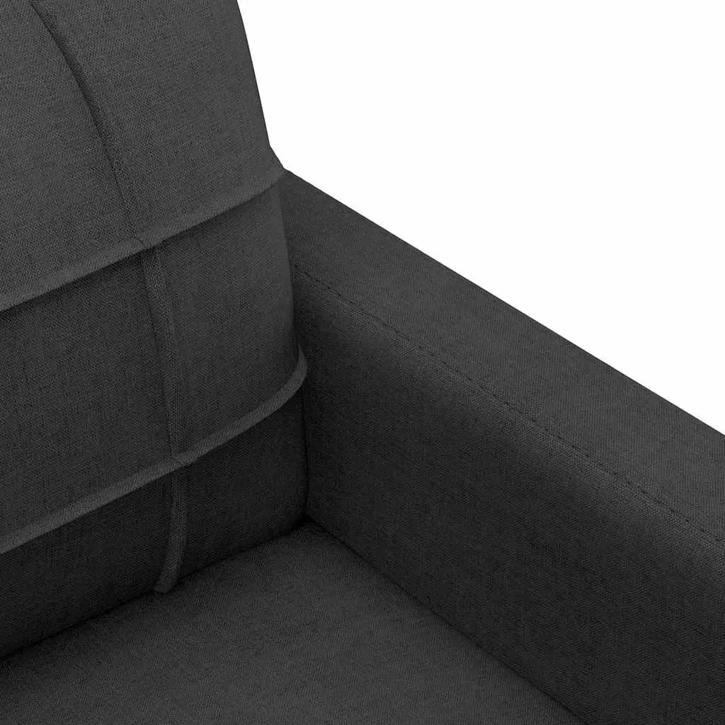 3-Seater Sofa Black Modern Fabric Lounge Furniture 180cm