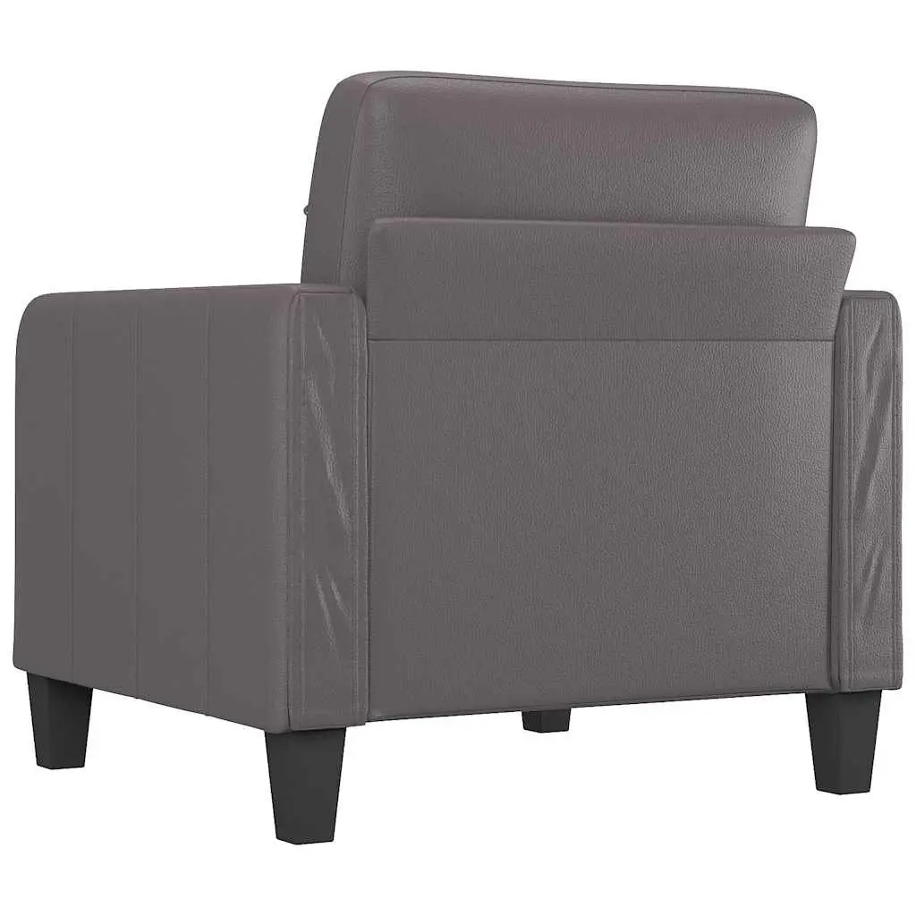 Sofa Chair Modern Grey Faux Leather 60cm Compact Armchair Lounge Seat