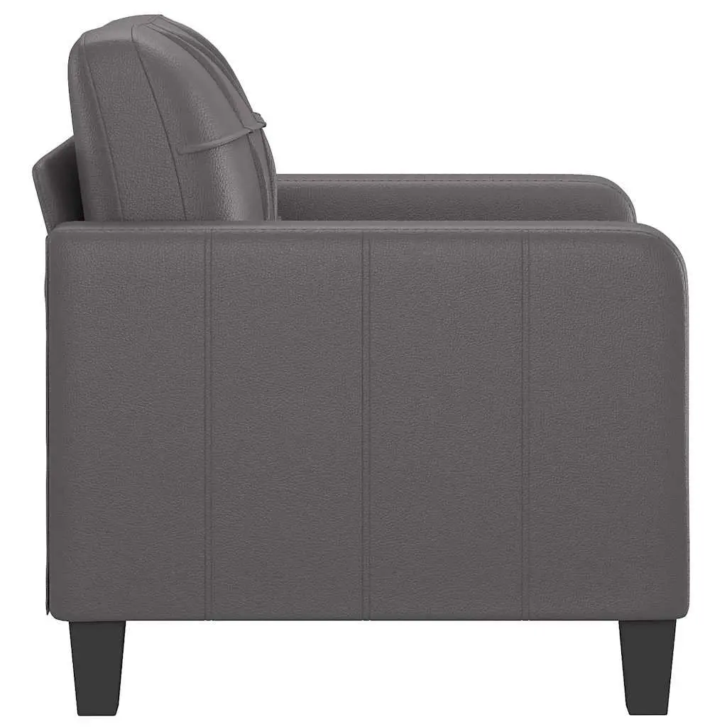Sofa Chair Modern Grey Faux Leather 60cm Compact Armchair Lounge Seat