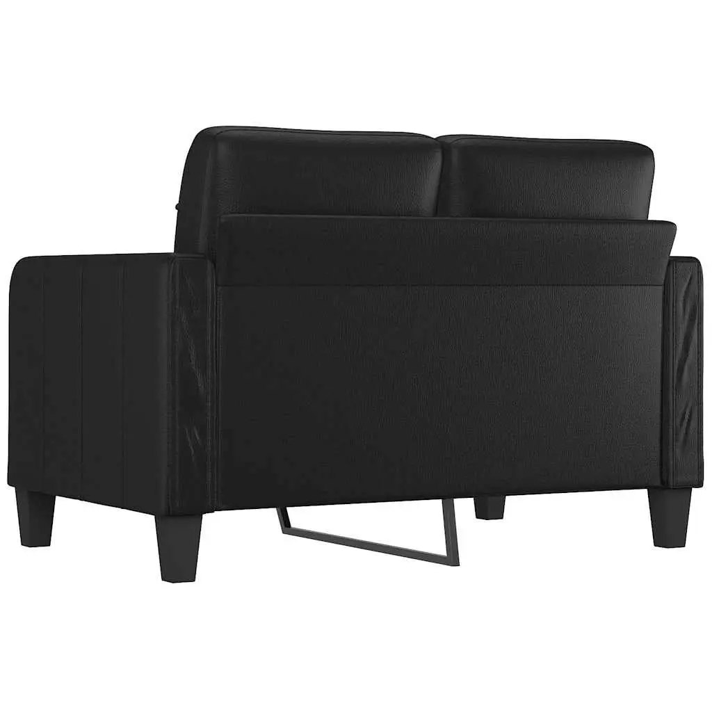 2-Seater Sofa Black Faux Leather 120cm Modern Lounge Couch