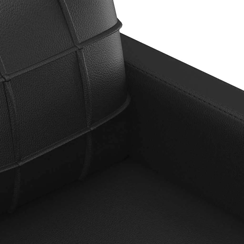 2-Seater Sofa Black Faux Leather 120cm Modern Lounge Couch