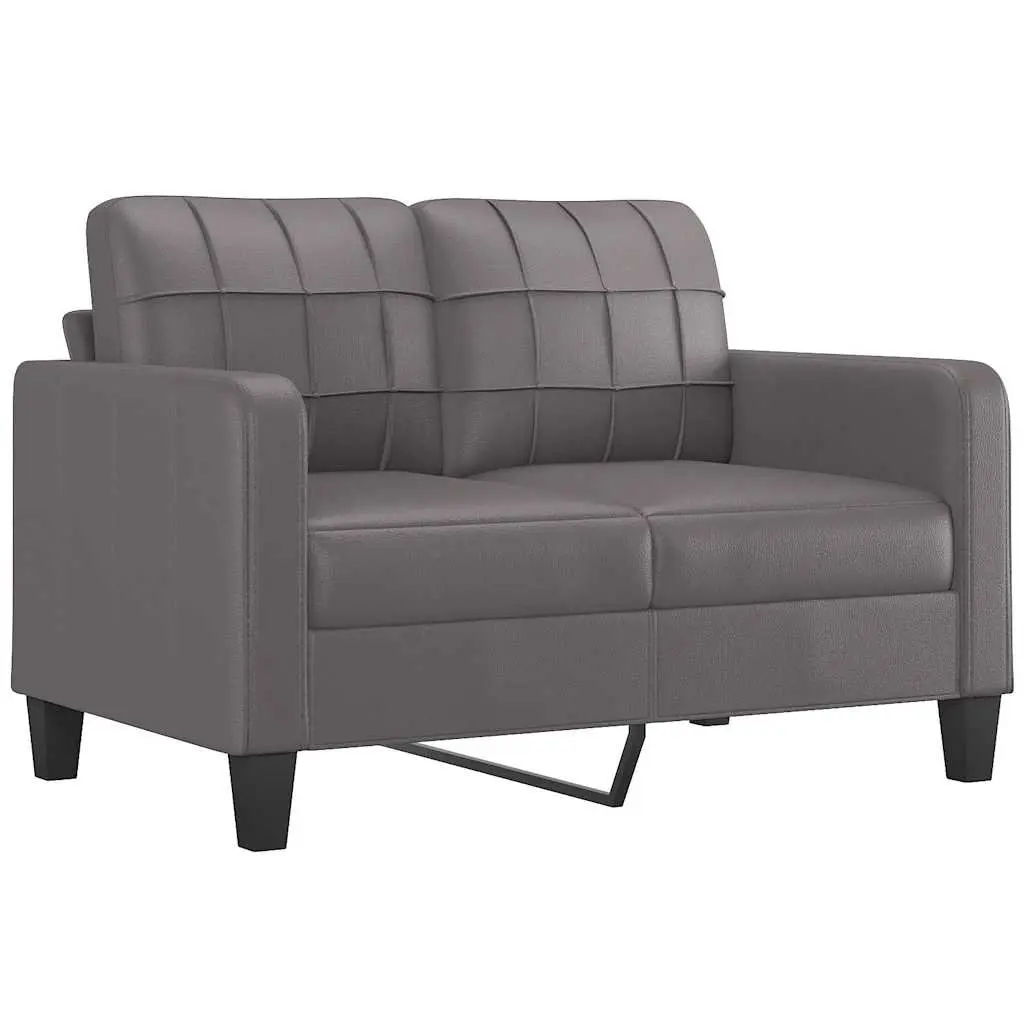 2-Seater Sofa Grey Faux Leather 120cm