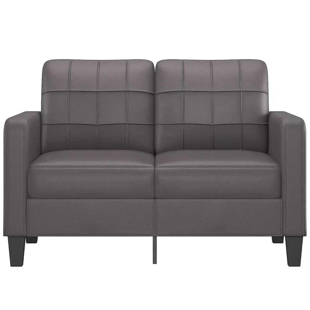 2-Seater Sofa Grey Faux Leather 120cm