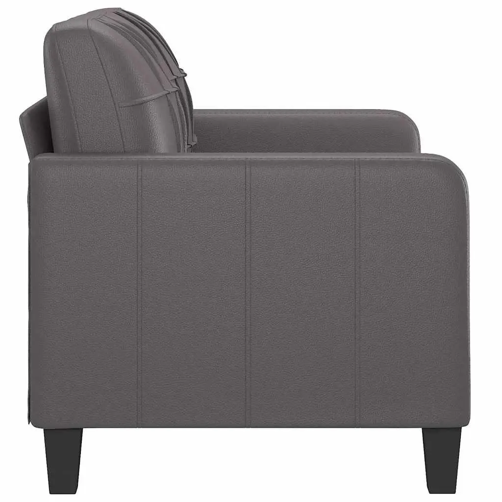 2-Seater Sofa Grey Faux Leather 120cm