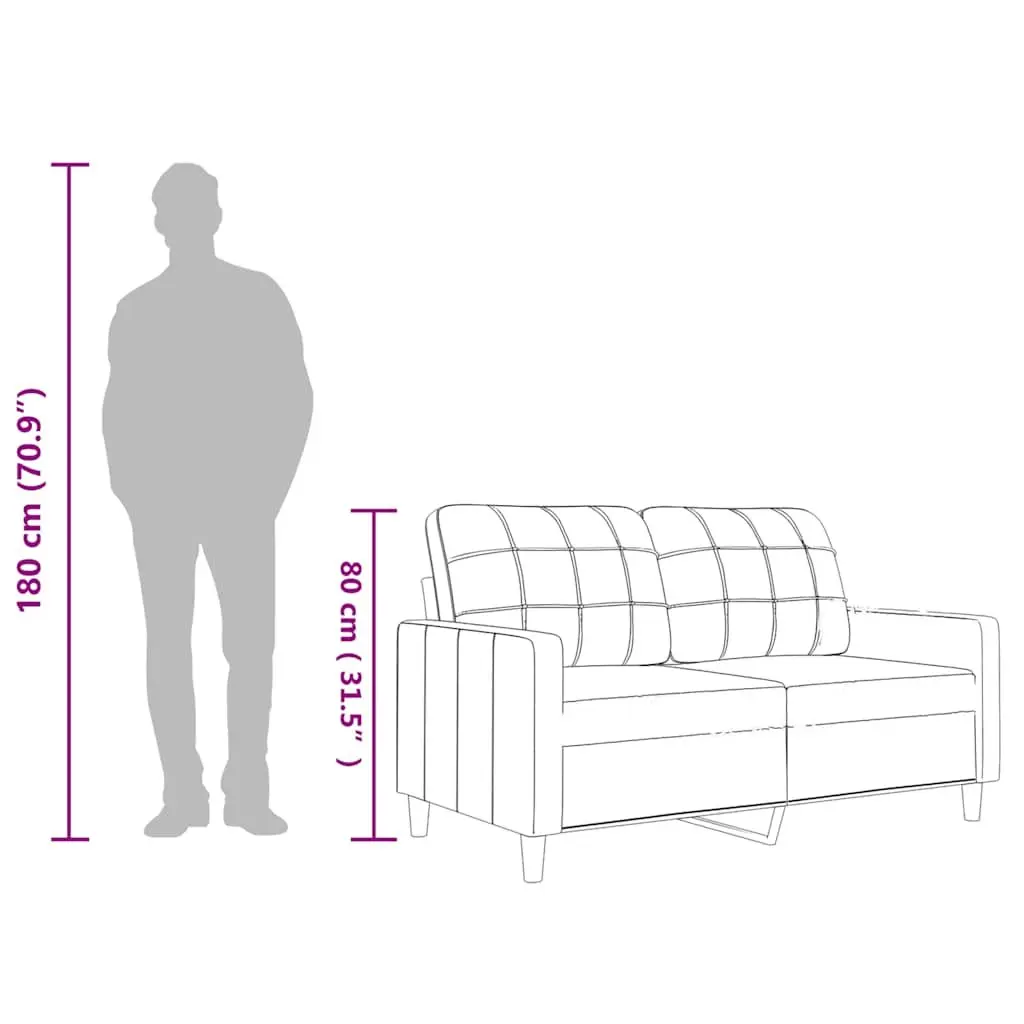 2-Seater Sofa Grey Faux Leather 120cm