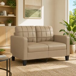 2-Seater Sofa Brown Faux Leather Lounge Couch Modern Living Room Furniture 120cm