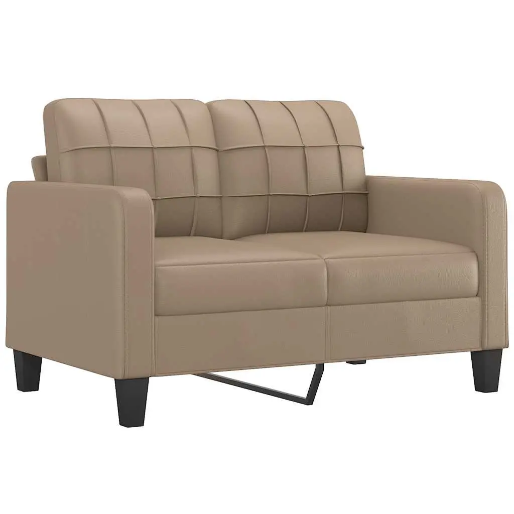 2-Seater Sofa Brown Faux Leather Modern Living Room Furniture 120cm