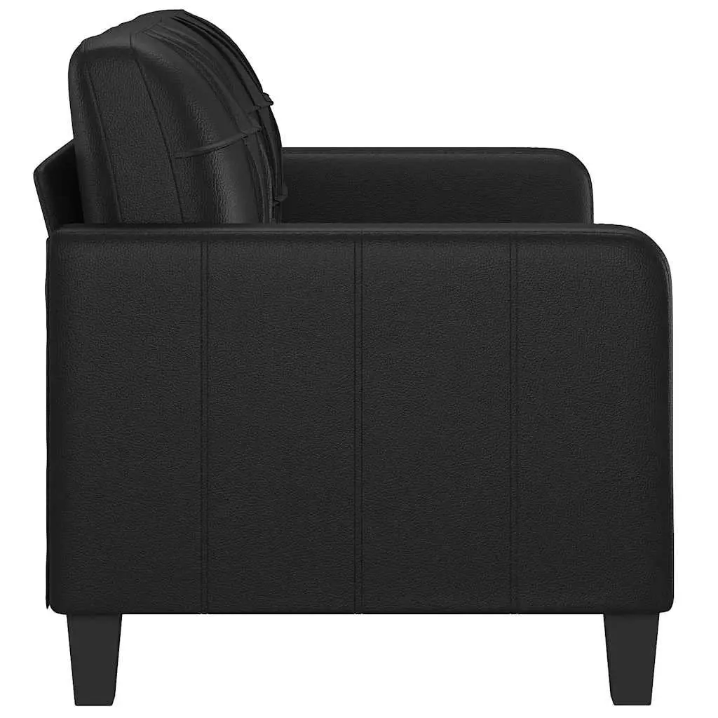 140cm Black 2-Seater Sofa