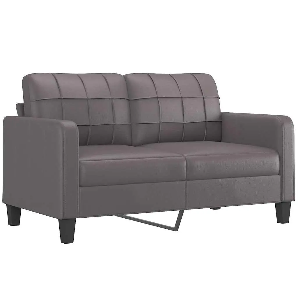 2-Seater Sofa Modern Grey 140cm Faux Leather Lounge Couch