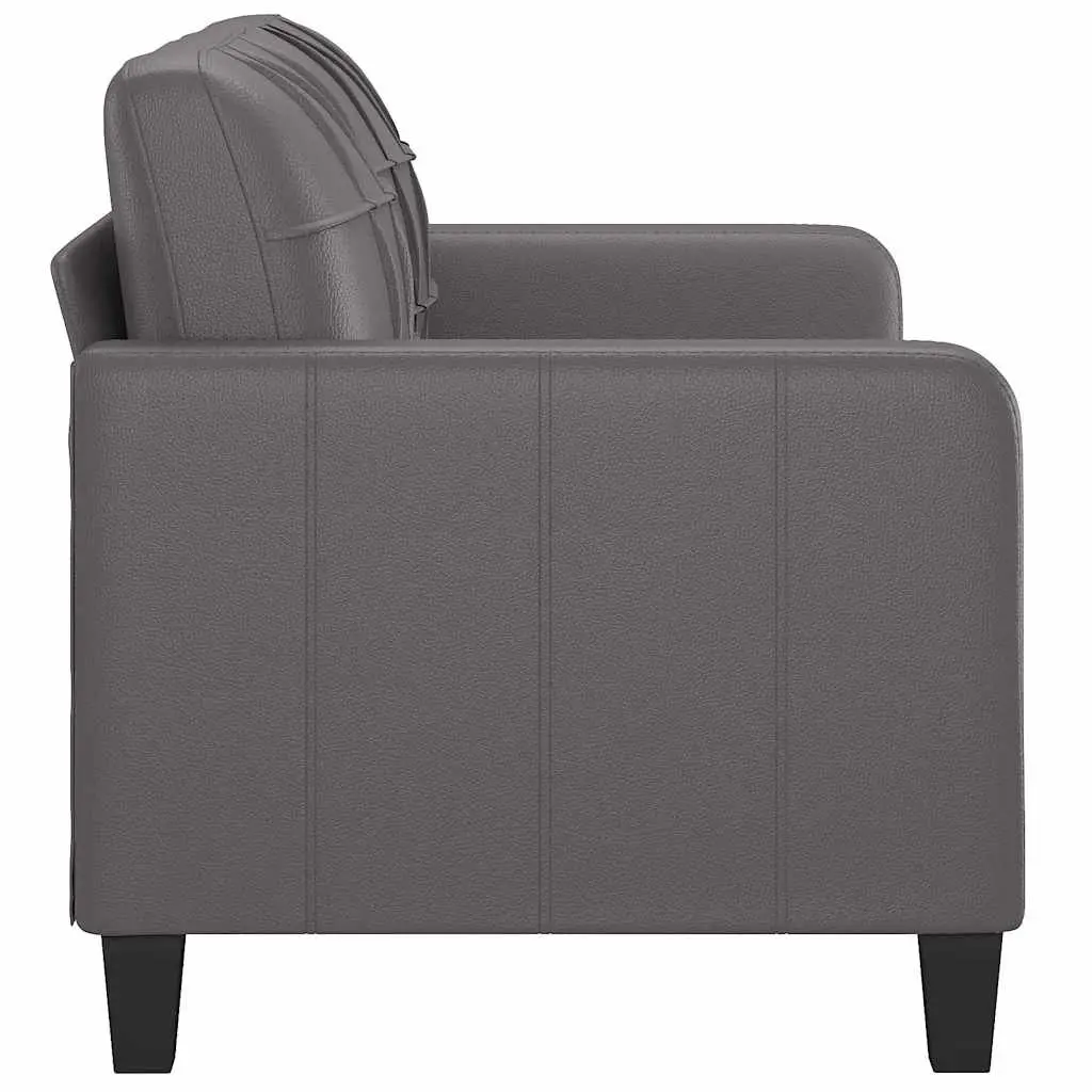 2-Seater Sofa Modern Grey 140cm Faux Leather Lounge Couch