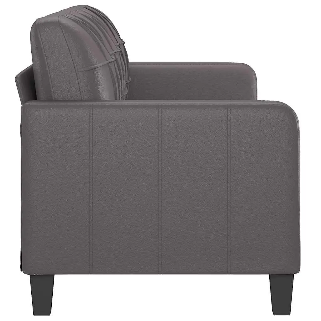 3-Seater Sofa Grey Faux Leather 180cm Modern Lounge Couch