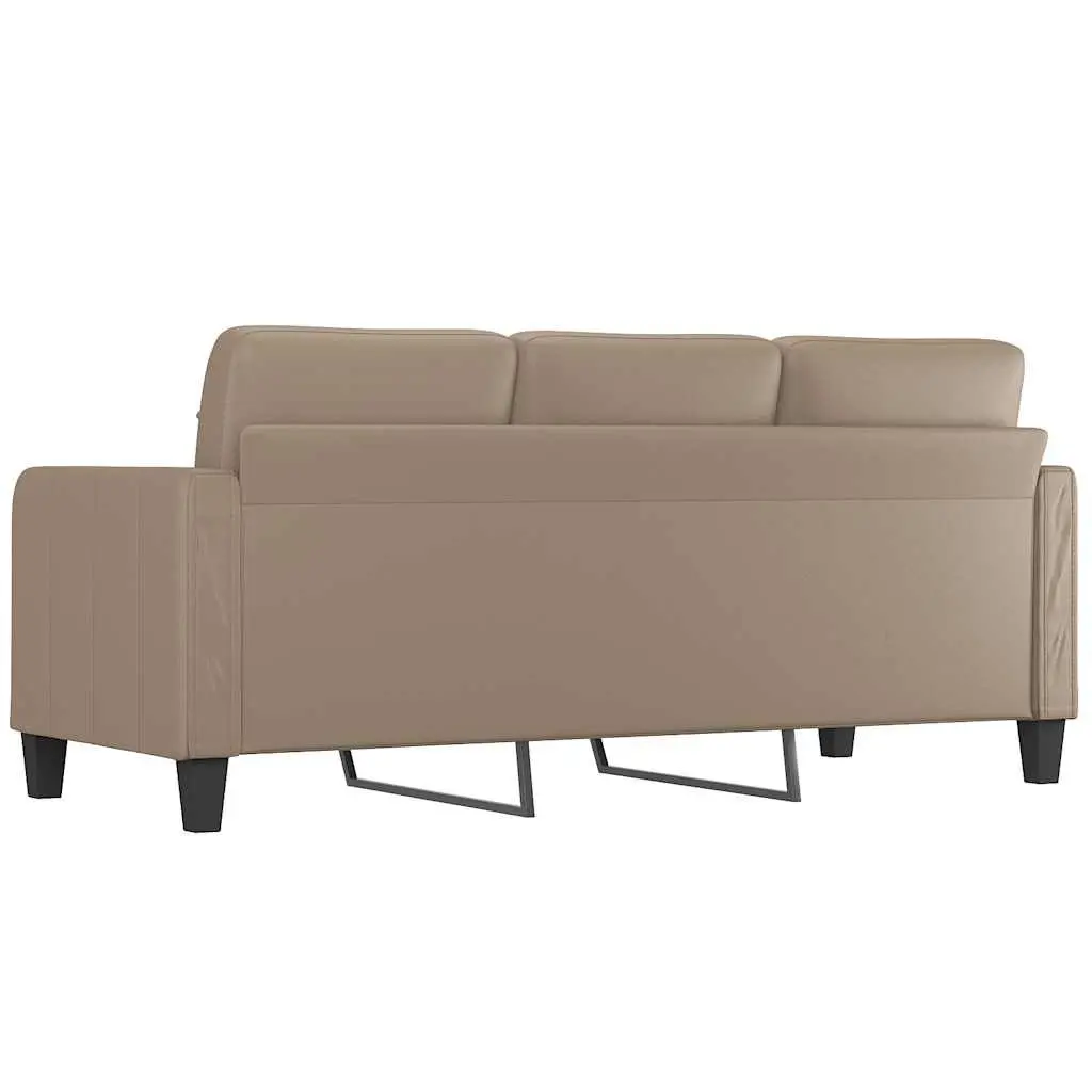 3-Seater Sofa 180cm Brown Faux Leather Lounge Couch Living Room Furniture
