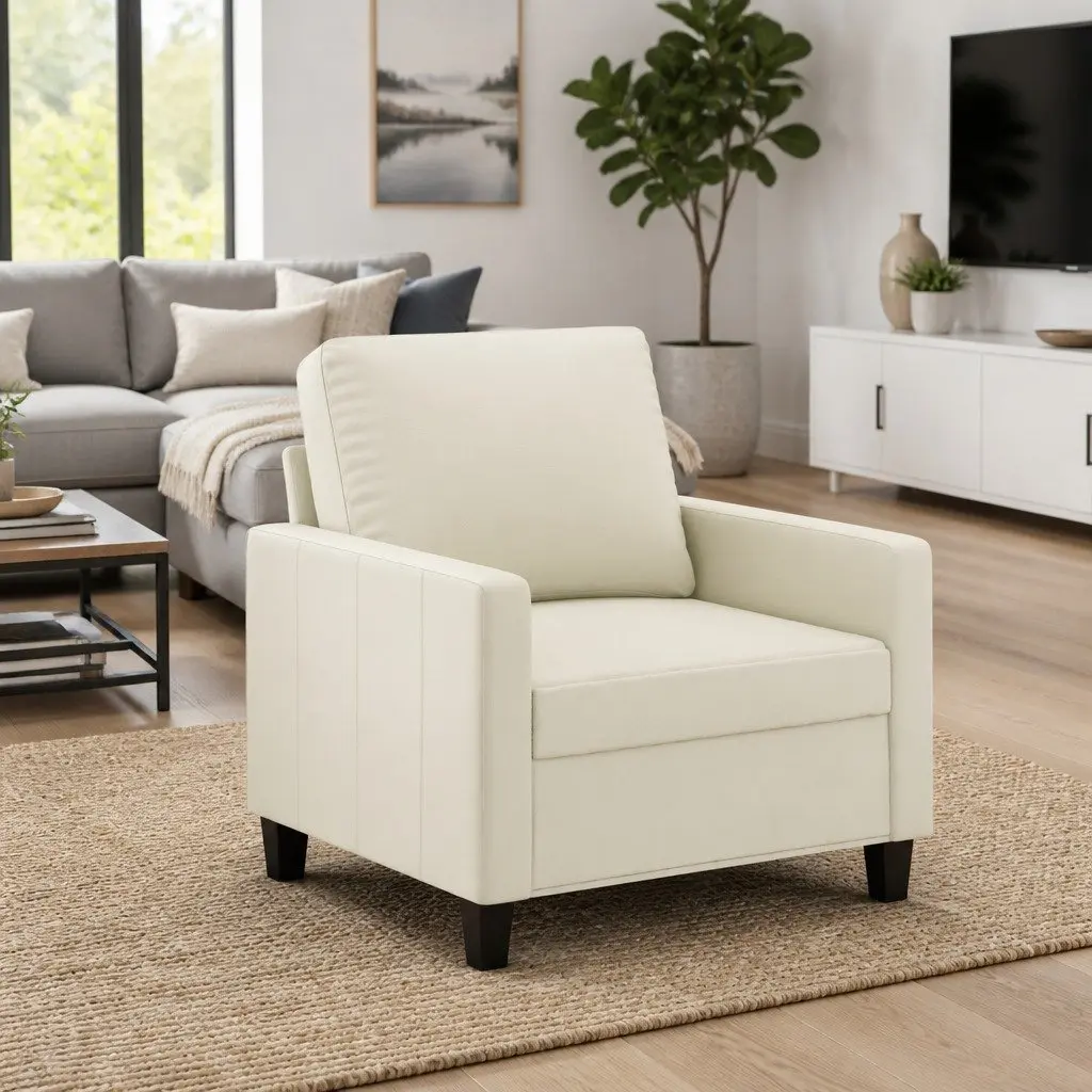 Cream Faux Leather Chair
