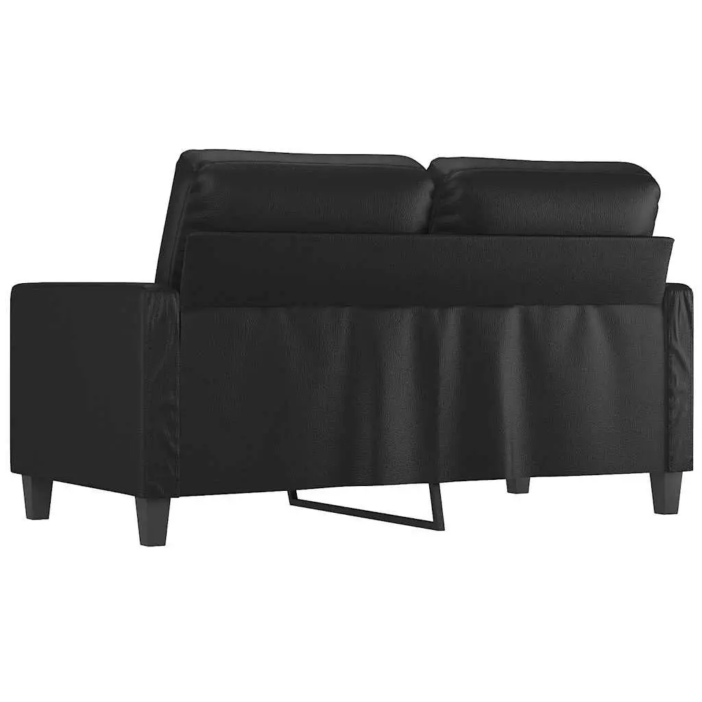 2-Seater Sofa Black 120cm Modern Couch Lounge Seat Faux Leather Living Room