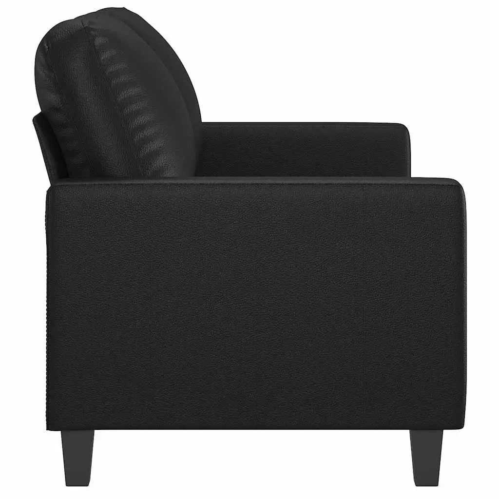 2-Seater Sofa Black 120cm Modern Couch Lounge Seat Faux Leather Living Room