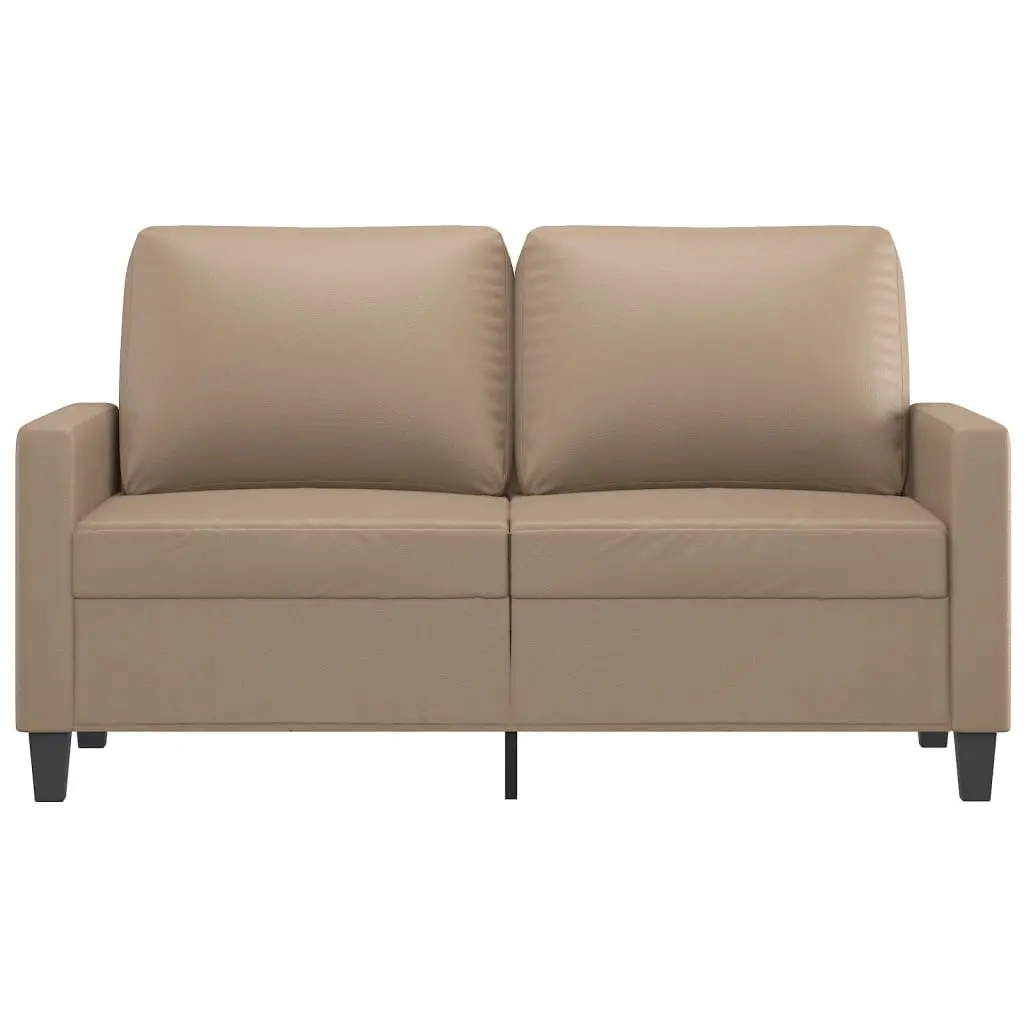 2-Seater Sofa Brown Faux Leather Modern 120cm Compact Settee