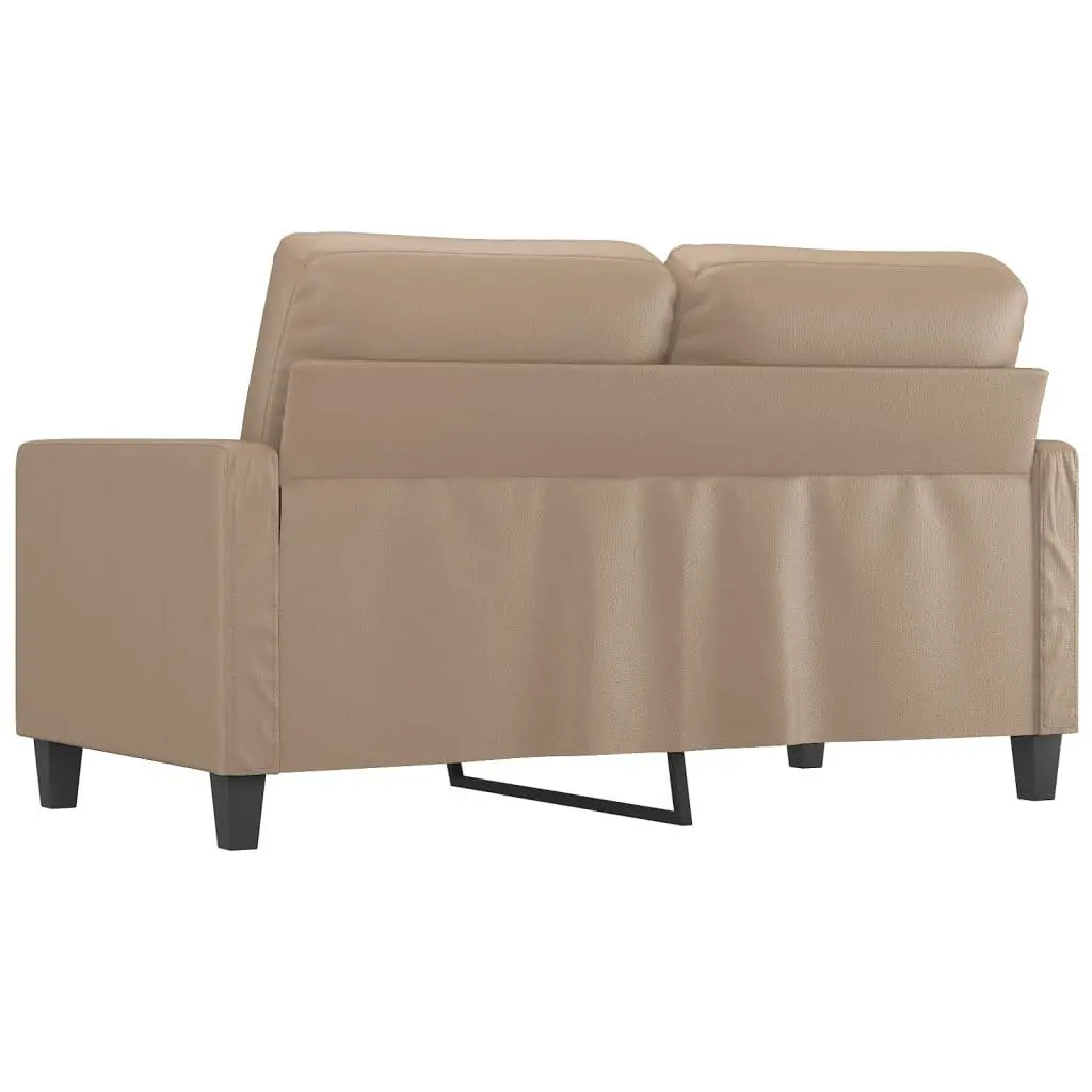 2-Seater Sofa Brown Faux Leather Modern 120cm Compact Settee