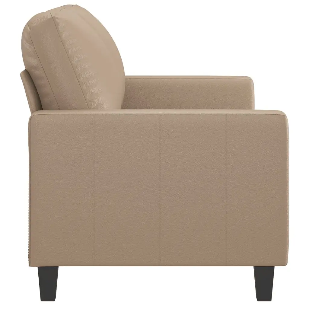 2-Seater Sofa Brown Faux Leather Modern 120cm Compact Settee