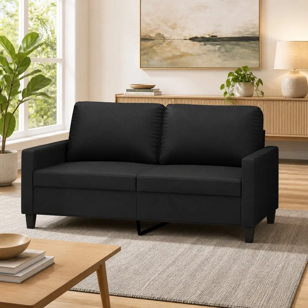 Black 2-Seater Sofa for Relaxation