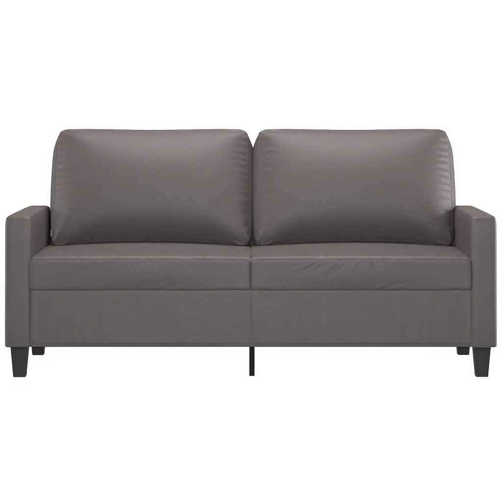 2-Seater Sofa Grey Faux Leather Upholstered 140cm Modern Living Room Couch