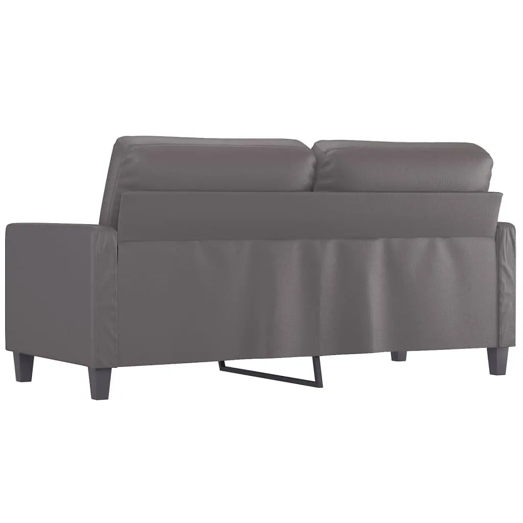 2-Seater Sofa Grey Faux Leather Upholstered 140cm Modern Living Room Couch