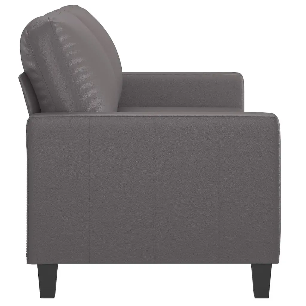 2-Seater Sofa Grey Faux Leather Upholstered 140cm Modern Living Room Couch