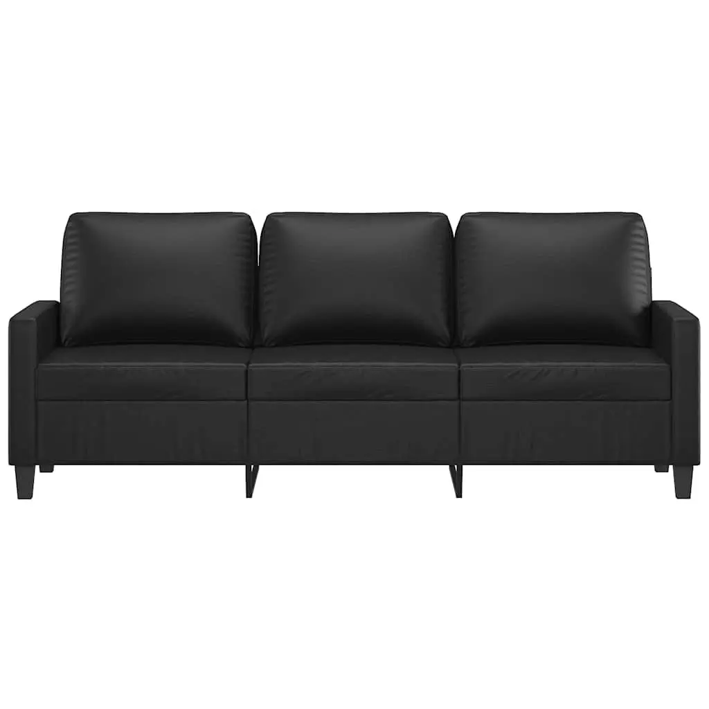 3-Seater Sofa Black 180cm Modern Lounge Couch Faux Leather Living Room Furniture
