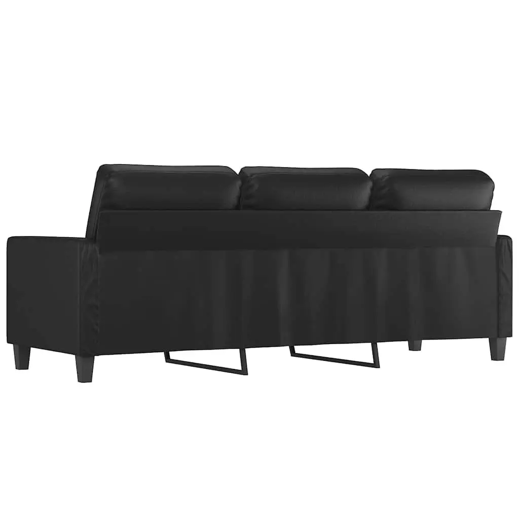 3-Seater Sofa Black 180cm Modern Lounge Couch Faux Leather Living Room Furniture