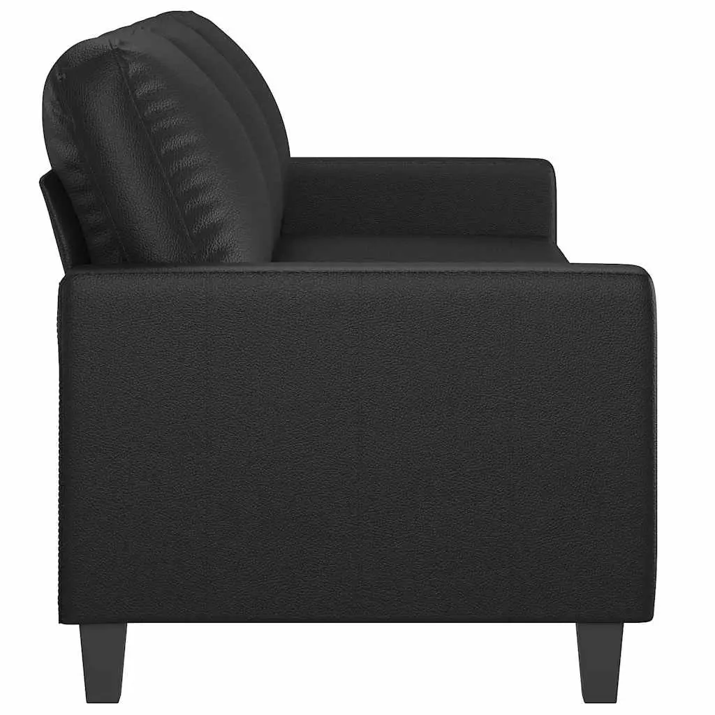 3-Seater Sofa Black 180cm Modern Lounge Couch Faux Leather Living Room Furniture