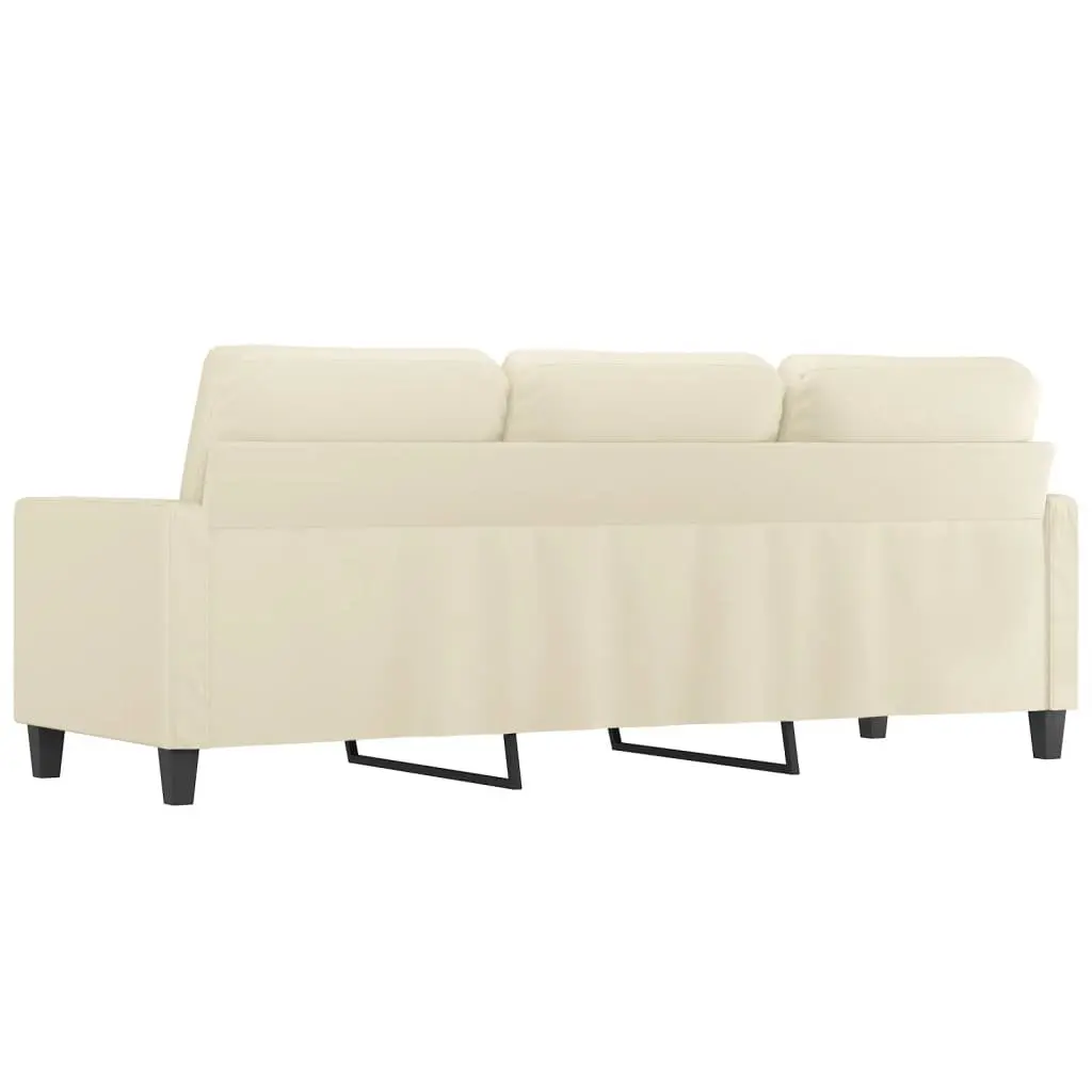 3-Seater Sofa Cream 180cm Faux Leather Lounge Couch Living Room Furniture