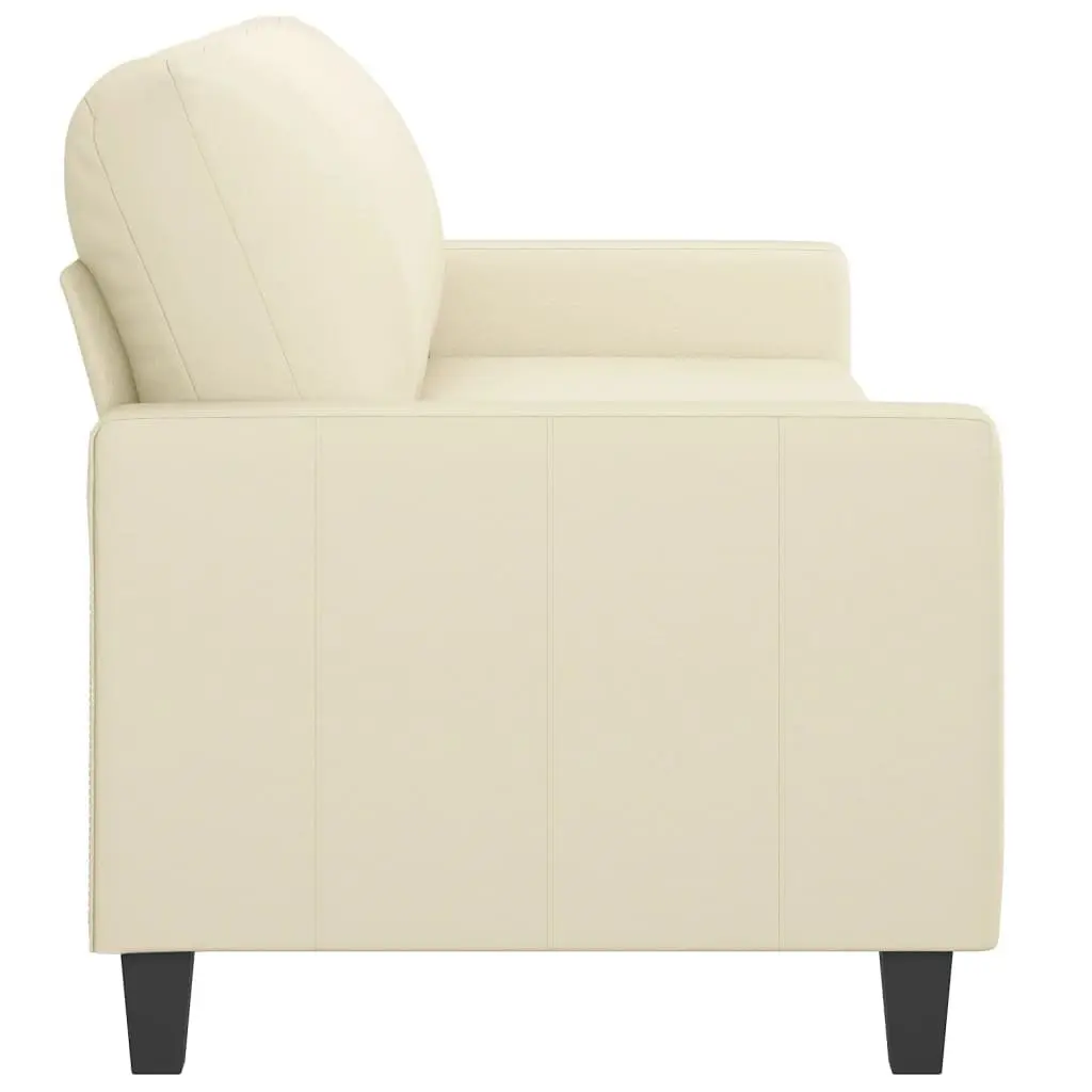 3-Seater Sofa Cream 180cm Faux Leather Lounge Couch Living Room Furniture