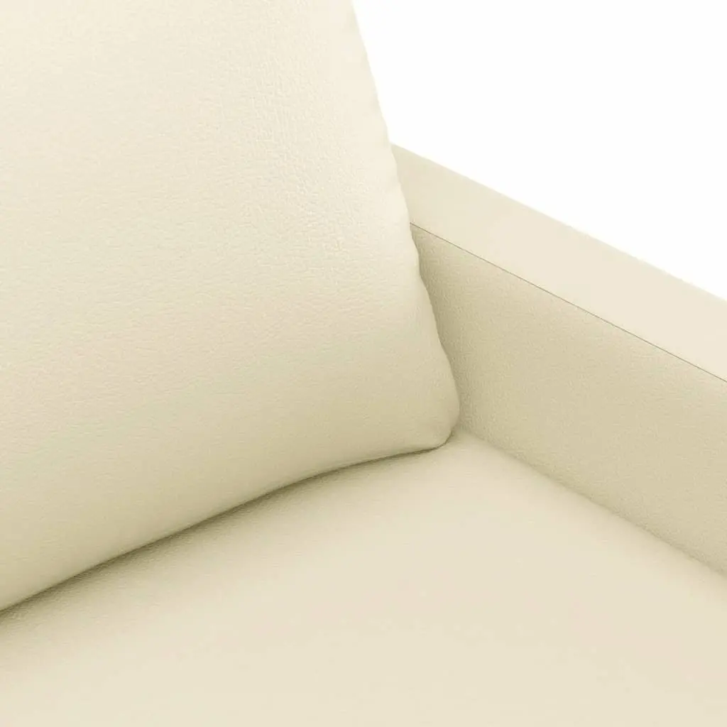3-Seater Sofa Cream 180cm Faux Leather Lounge Couch Living Room Furniture