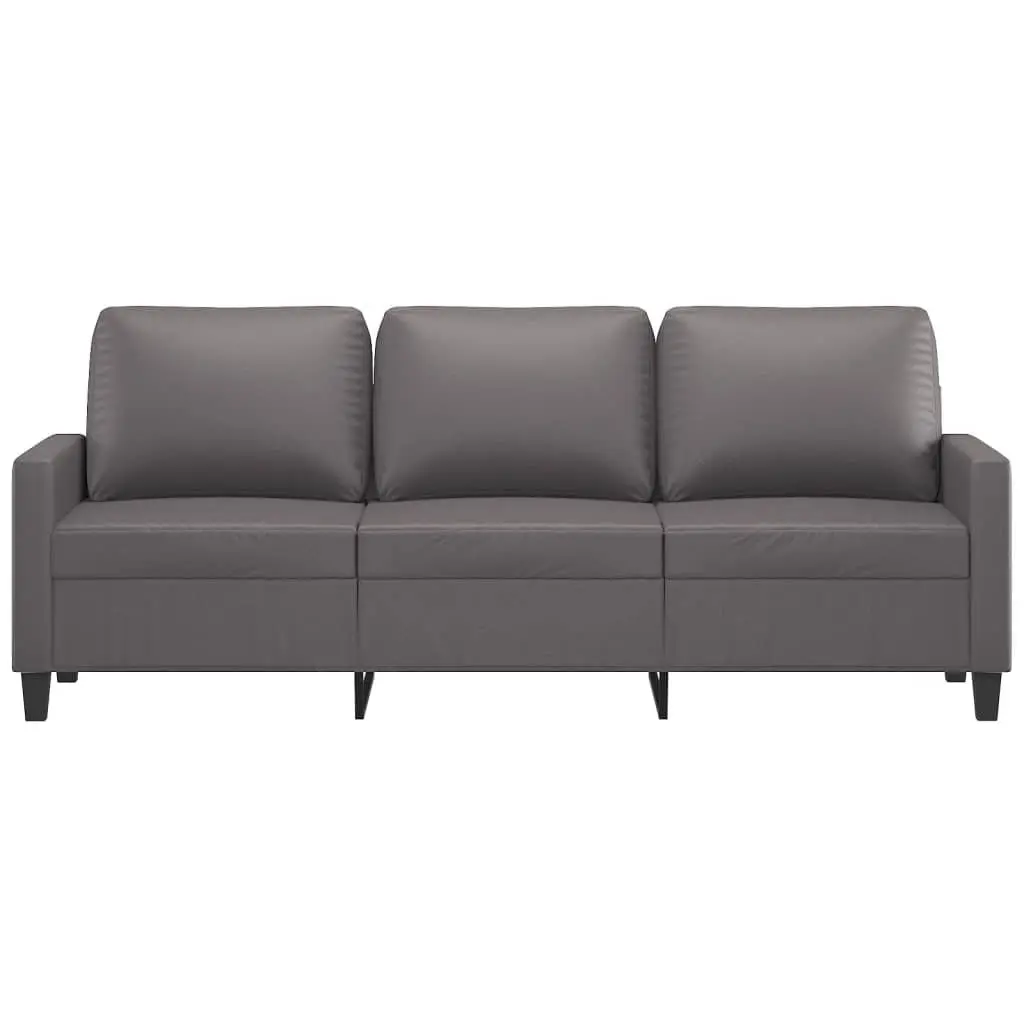 Grey Faux Leather 180cm 3 Seater Sofa Living Room Couch