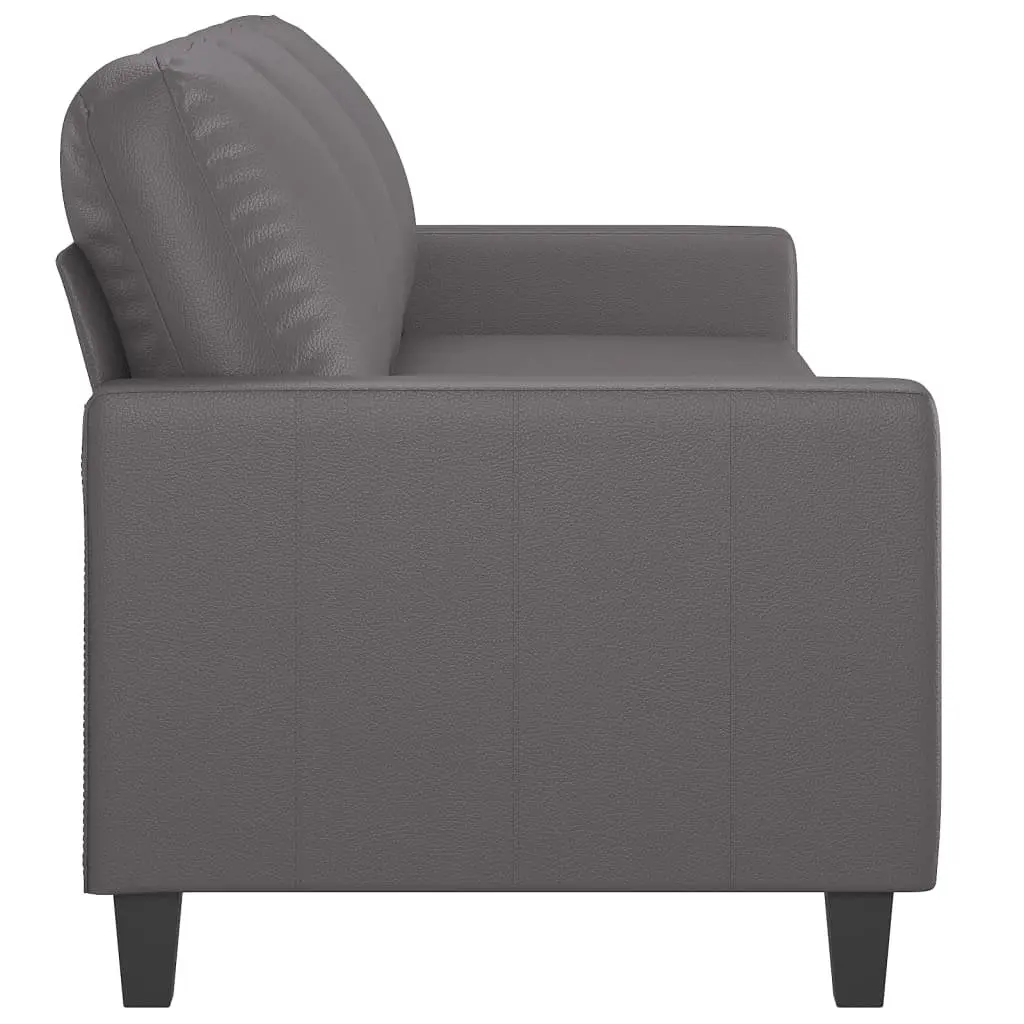 Grey Faux Leather 180cm 3 Seater Sofa Living Room Couch