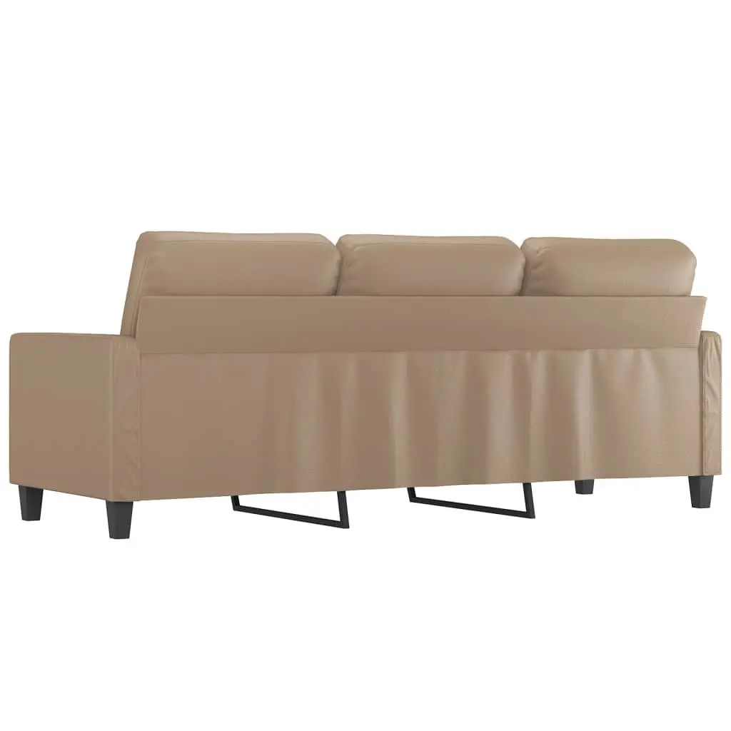 3-Seater Sofa Brown Faux Leather Modern Living Room Couch 180cm