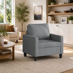 Sofa Chair Grey Fabric Armchair Living Room Lounge Seat Padded Comfortable