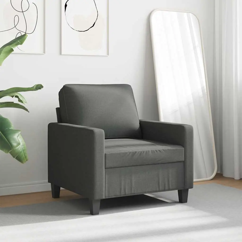 Sofa Chair Grey Fabric 60cm Modern Armchair
