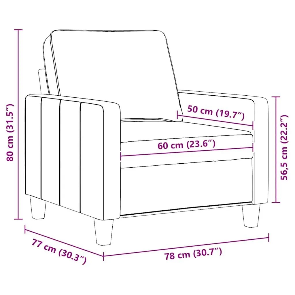 Sofa Chair Grey Fabric 60cm Modern Armchair