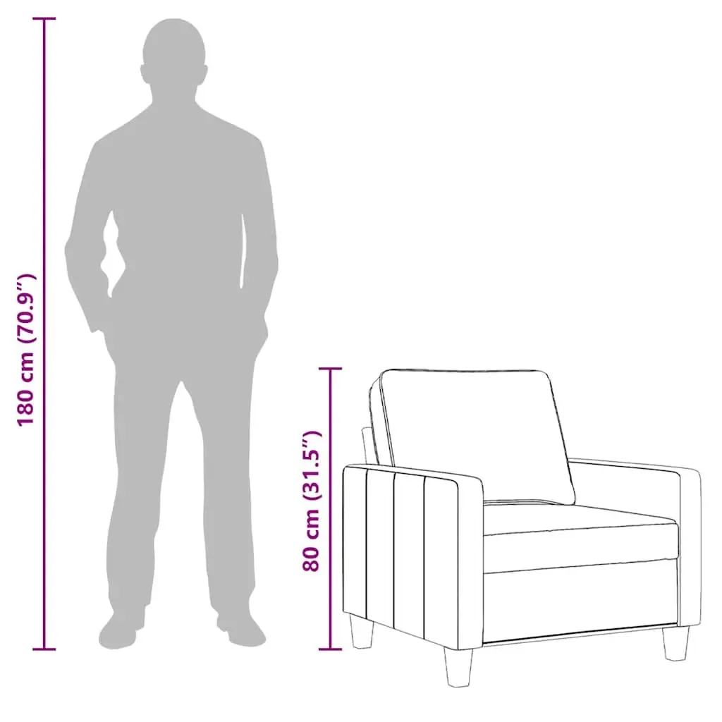 Sofa Chair Grey Fabric 60cm Modern Armchair