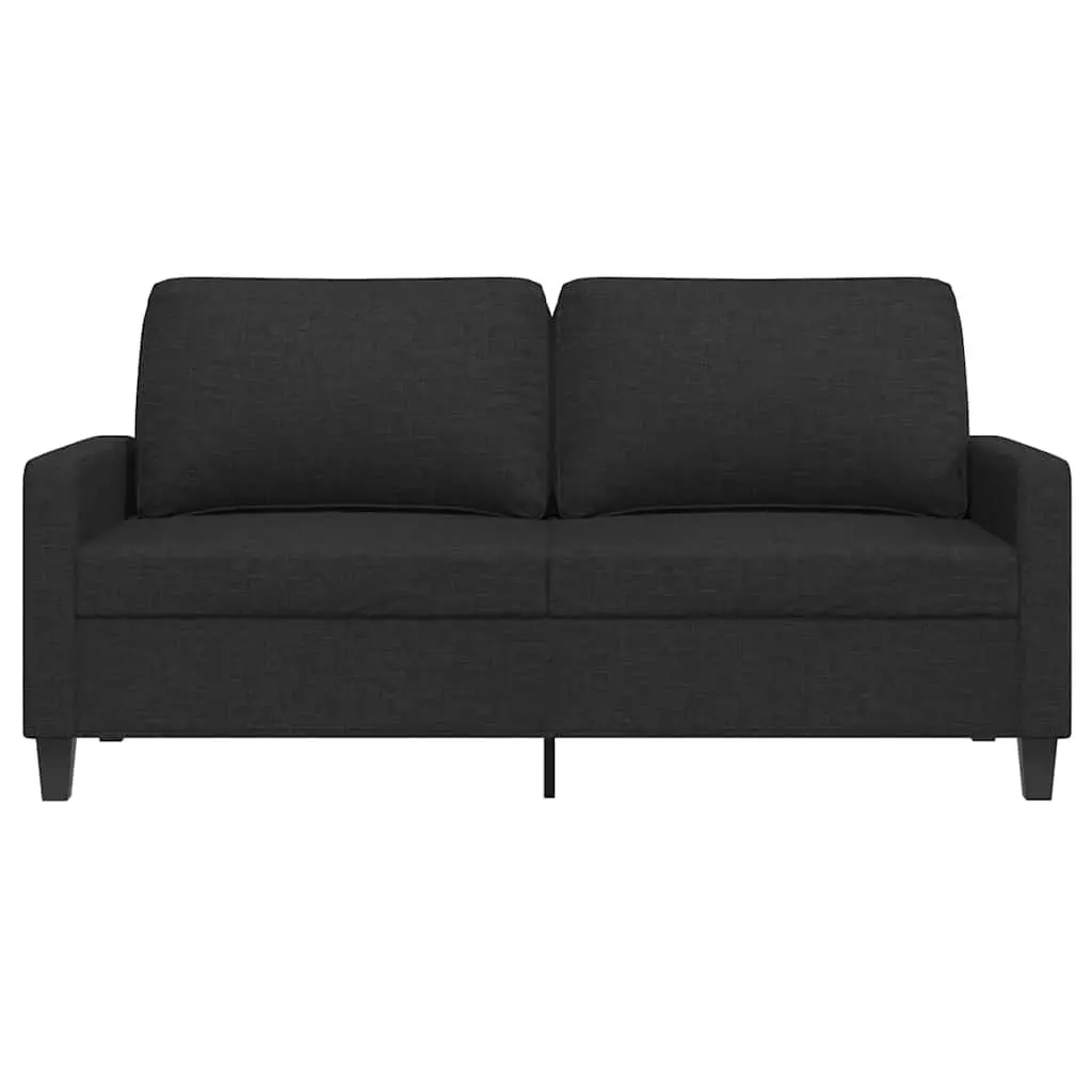 2-Seater Sofa Black Fabric 140cm Modern Lounge Couch