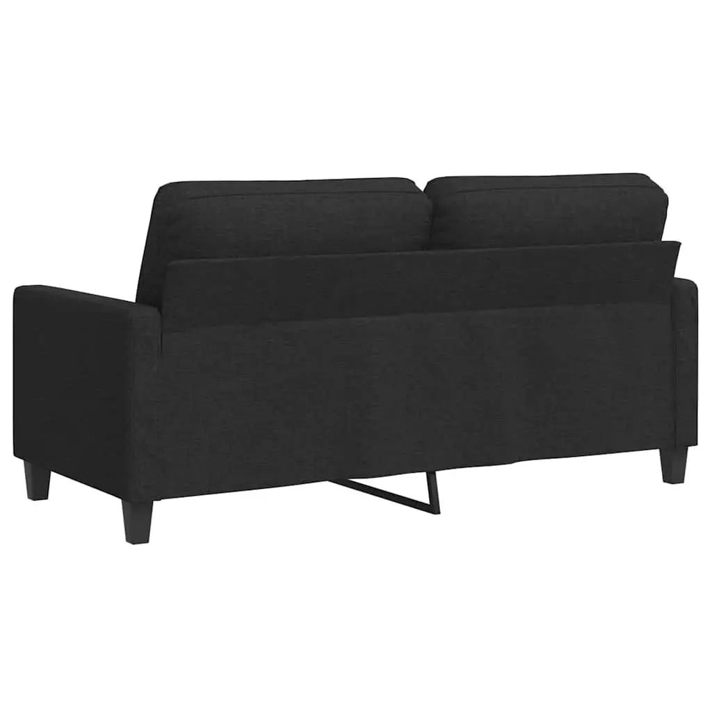 2-Seater Sofa Black Fabric 140cm Modern Lounge Couch