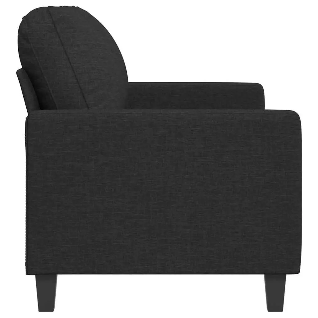 2-Seater Sofa Black Fabric 140cm Modern Lounge Couch