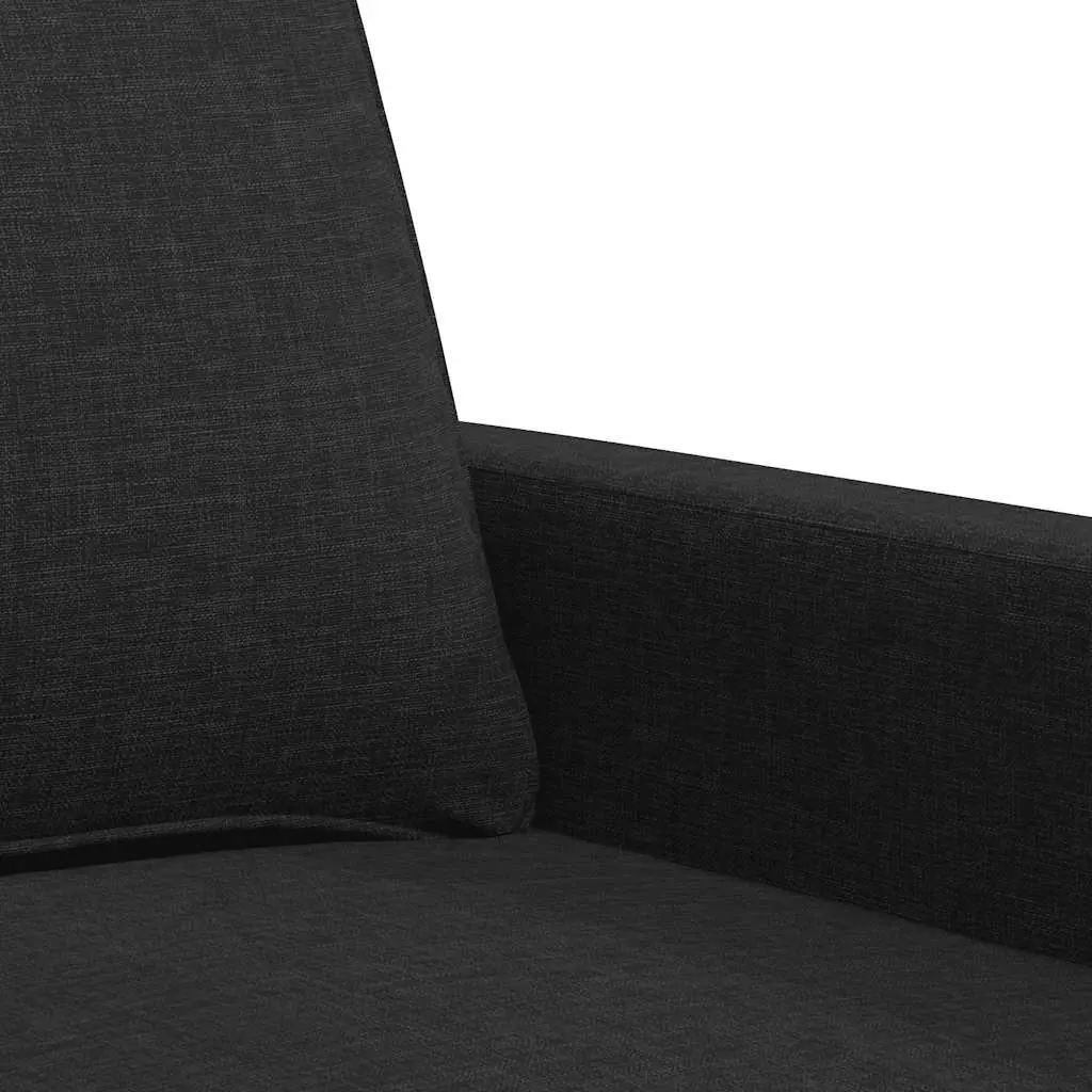 2-Seater Sofa Black Fabric 140cm Modern Lounge Couch