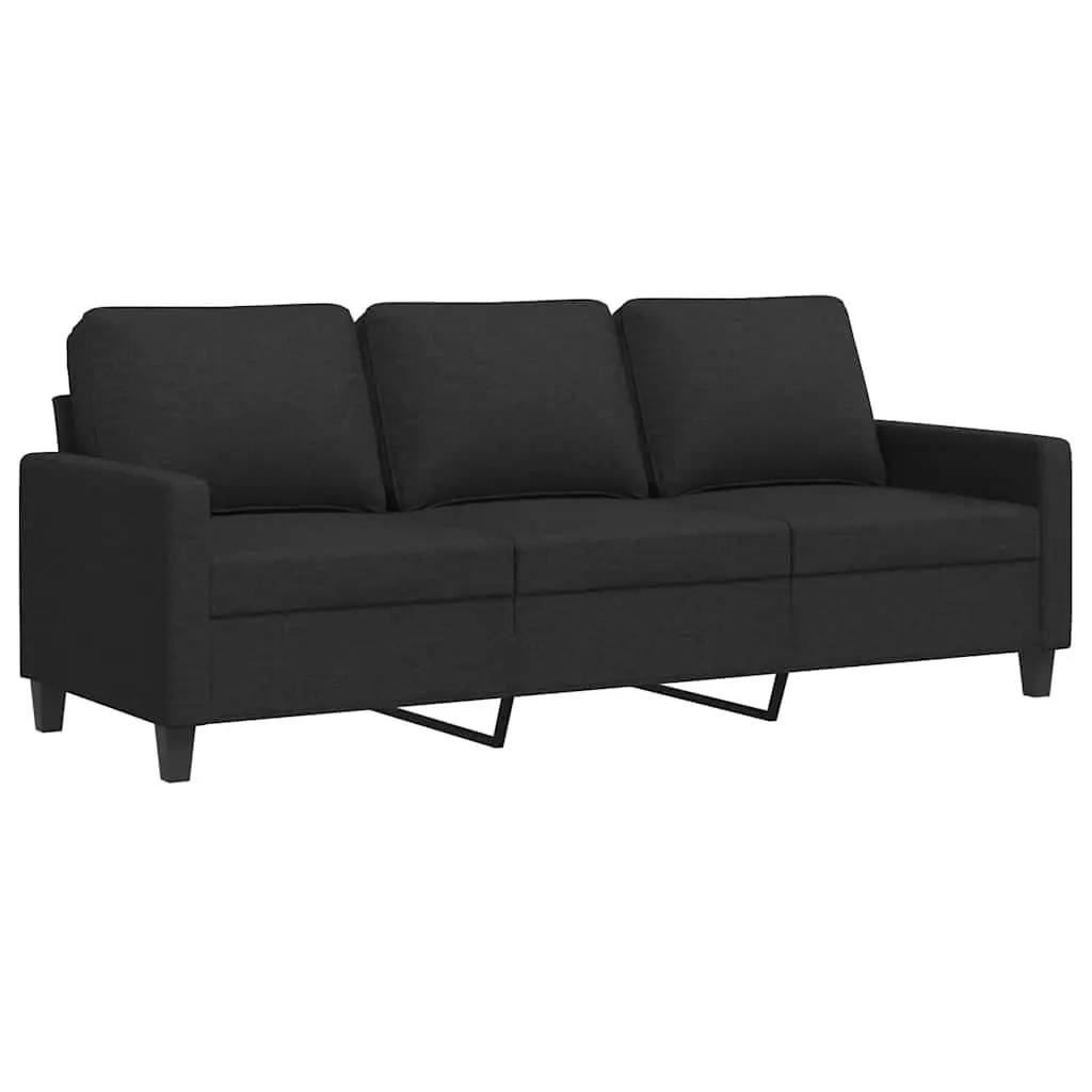 3-Seater Sofa Black Fabric 180cm Modern Living Room Couch