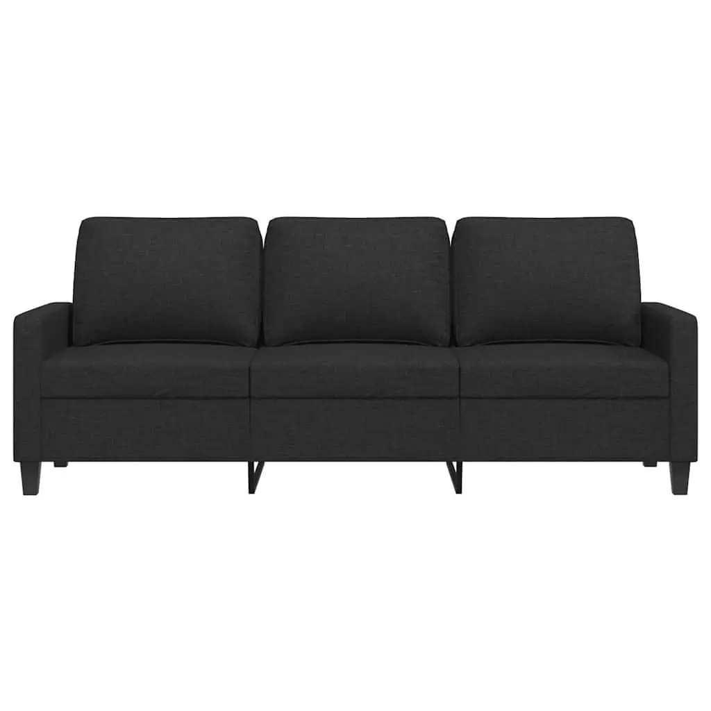 3-Seater Sofa Black Fabric 180cm Modern Living Room Couch